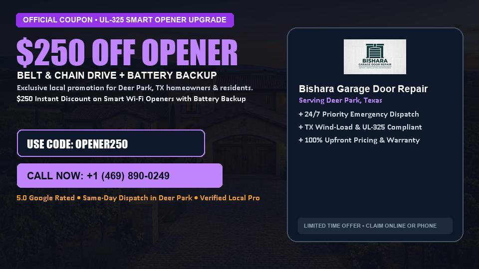 Bishara Garage Door Repair $250 OFF Premium LiftMaster Opener Installation in Deer Park, TX