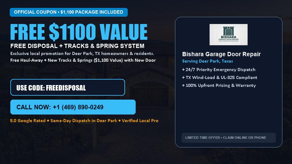 Bishara Garage Door Repair FREE Haul-Away & Heavy-Duty Tracks with New Door in Deer Park, TX